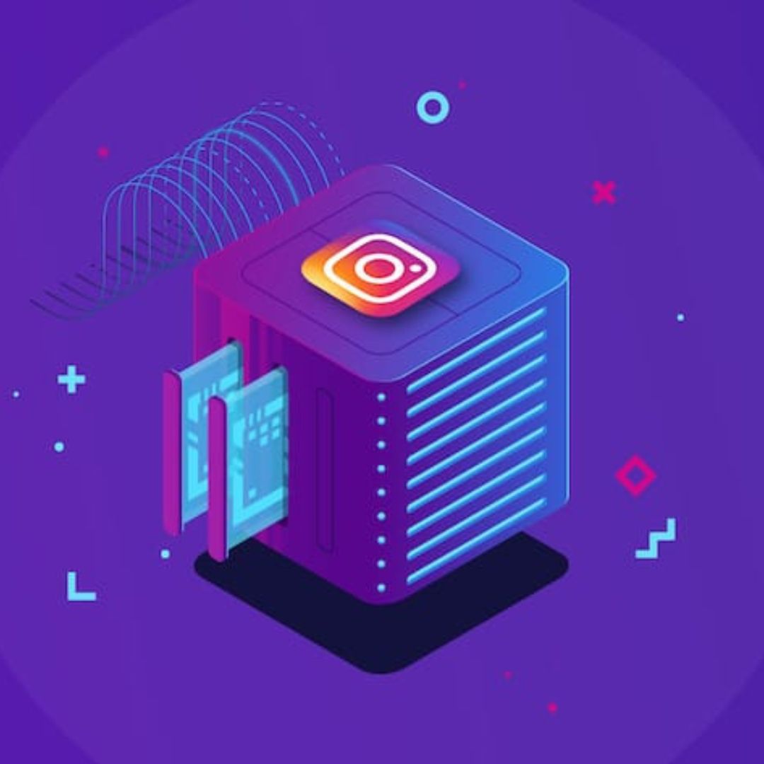 instagram data base processing purple with logo